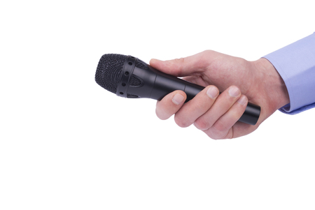 Hand with microphone.の写真素材