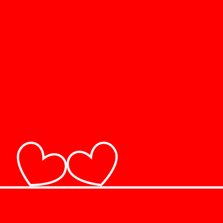 Two hearts on a red background. Vector illustration.のイラスト素材