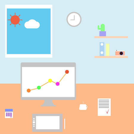 Workplace freelancer. Vector illustration.のイラスト素材