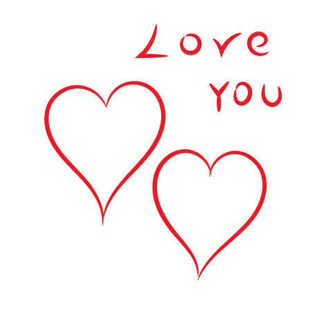 Happy Valentines Day hearts on a white background.のイラスト素材