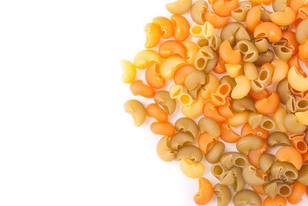 Pasta is scattered on a white background.の写真素材