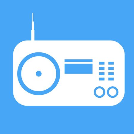 Vector radio icon on blue background.のイラスト素材