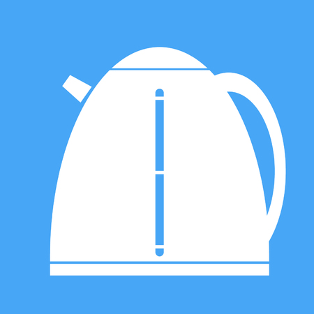 Icon electric kettle on blue background.のイラスト素材