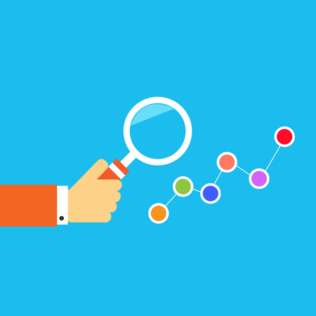 Hand with a magnifying glass. Concept of business analysis.のイラスト素材
