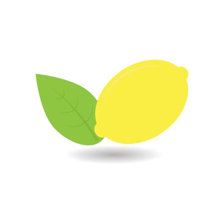 Lemon with green leaf. Vector illustration.のイラスト素材