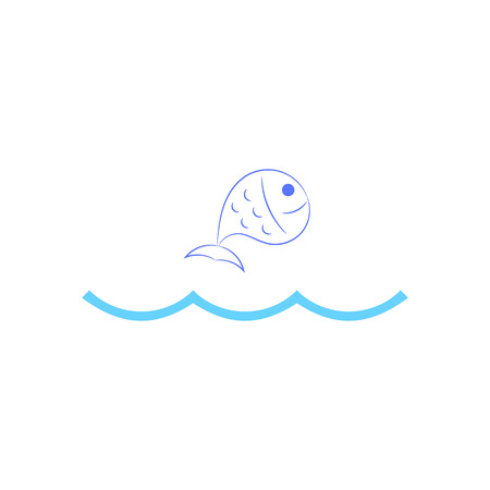 Fish jumping over waves. Vector illustration.のイラスト素材