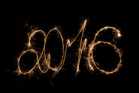 Happy New Year 2016 inscription sparklers.の写真素材