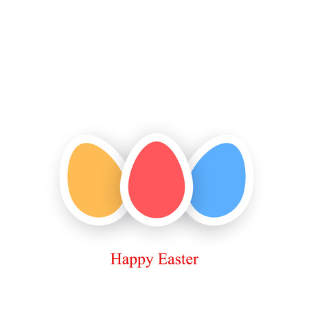 Happy Easter Card colored eggs on a white background.のイラスト素材