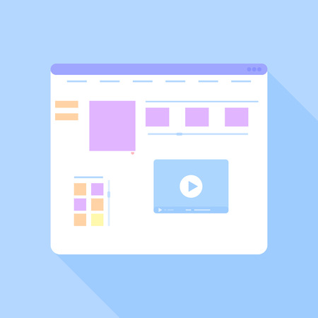 Flat site template on a blue background.のイラスト素材