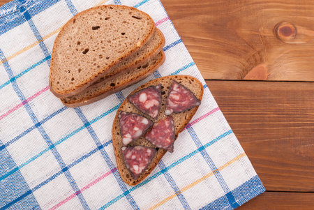 Sandwich with bread on the table.の写真素材