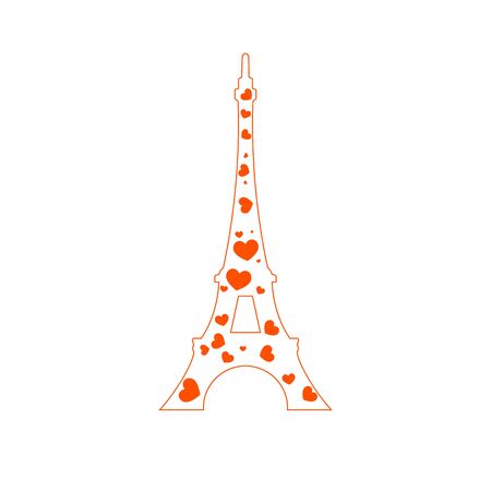 Tower of Paris. Tower in the heart. Vector illustration .のイラスト素材