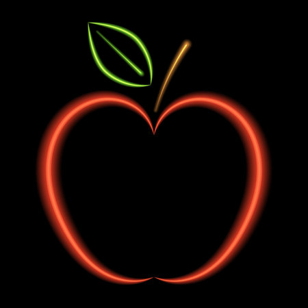 Red apple neon lights.のイラスト素材