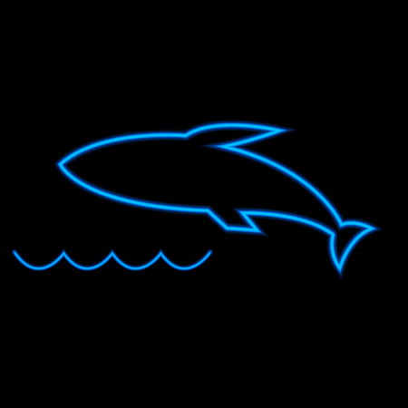 Shark neon lights against a black background. Vector illustration.のイラスト素材