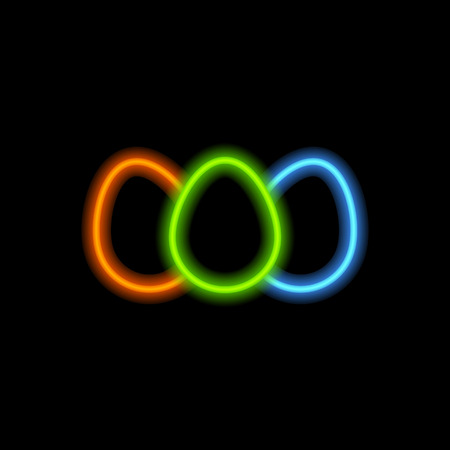 Easter eggs with neon lamps. Vector illustration .のイラスト素材