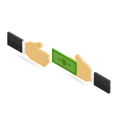 The man gives money to another man. Vector illustration .のイラスト素材