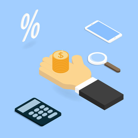 Investing in business. Vector isometric illustration.のイラスト素材