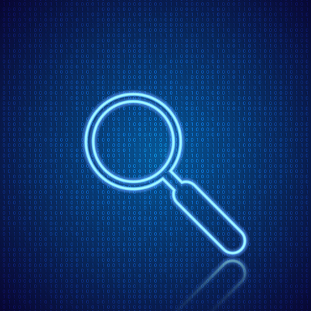 Magnifying glass on a digital abstract background. Vector illustration .のイラスト素材