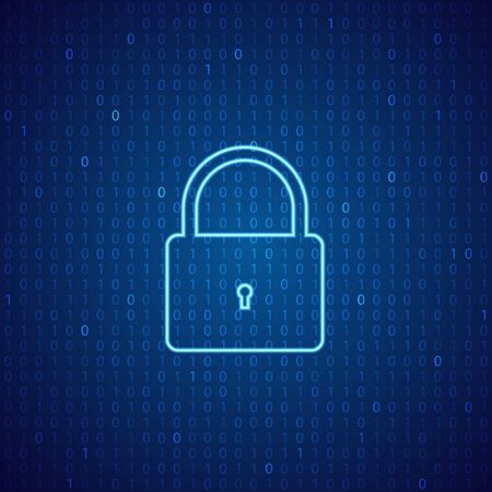 A lock on a digital background. The concept of cybersecurity. Vector illustration .のイラスト素材