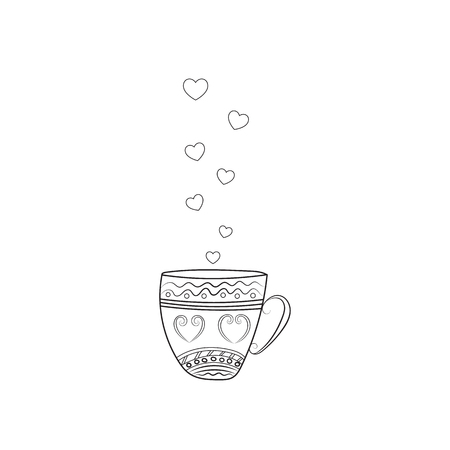 A cup of tea with heartsのイラスト素材