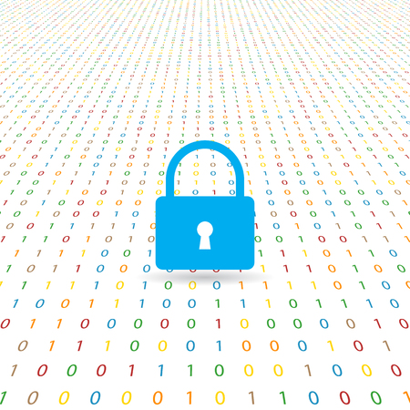 Security lock protects the browser interface on a digital background. Vector illustration .のイラスト素材