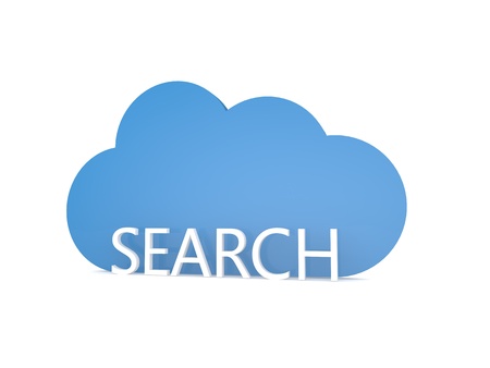 Search the internet and cloud symbol on a white background. 3d render illustration.の写真素材