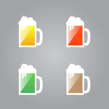 Shiny glasses of beer on a gray background. Vector illustration .のイラスト素材