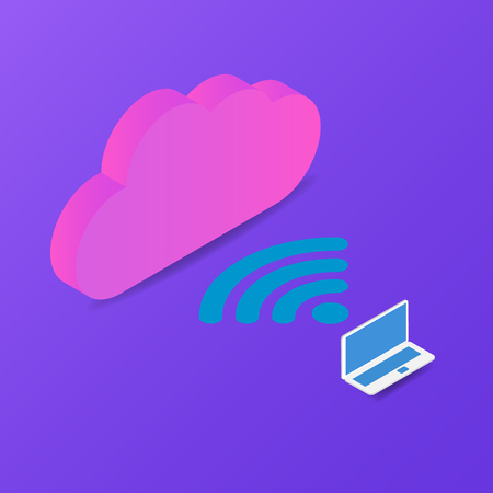 Connecting to the Internet using WiFi. Vector illustration .のイラスト素材