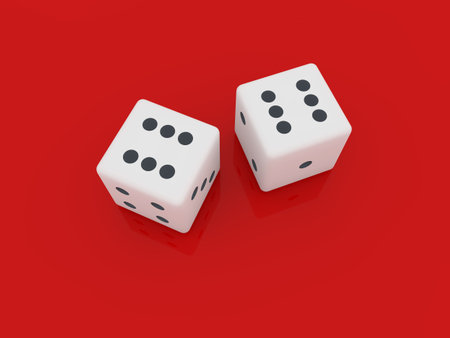 Game cubes on a red background. 3d render illustration.