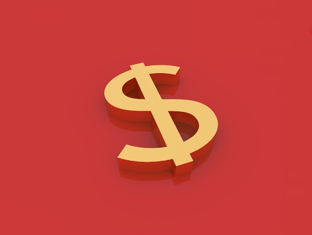 Dollar sign on a red background. 3d rendering illustration.の写真素材