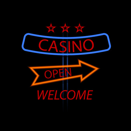 Billboard casino with arrows on a black background. Vector illustration .のイラスト素材