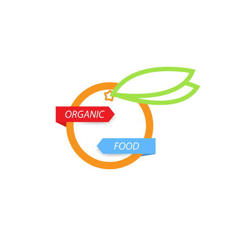 Orange with leaf on a white background. Vector illustration .のイラスト素材