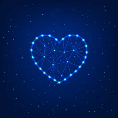 Glowing heart on a blue background. Vector illustration .のイラスト素材