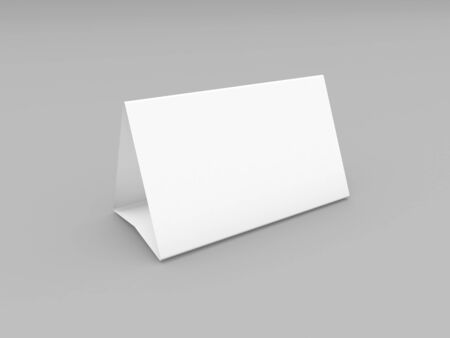 Empty paper triangle card on gray background. 3d render illustration.の写真素材