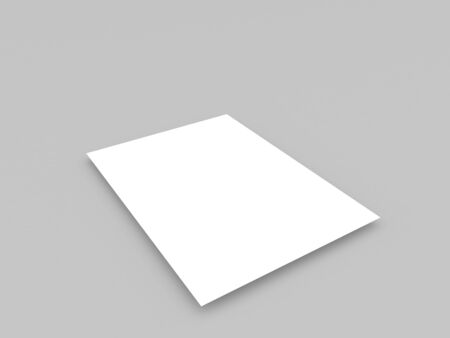 A sheet of A4 paper on a gray background. 3d render illustration.の写真素材