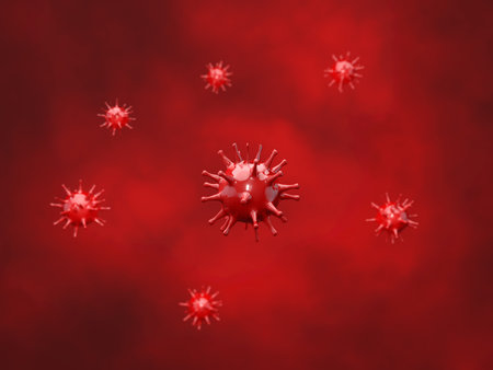 Microcosm virus in the blood. Abstract image. 3d render illustration.