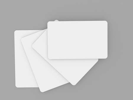 Credit cards mockup on gray background. 3d render illustration.の写真素材