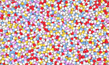 Background from medical capsules. Health care concept. 3d render illustration.の写真素材