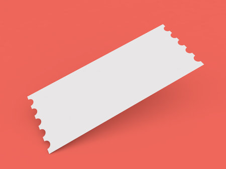 Postage stamp paper mockup on red background. 3d render illustration.の写真素材