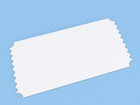 Tear-off paper coupon blank on a blue background. 3d render illustration.の写真素材