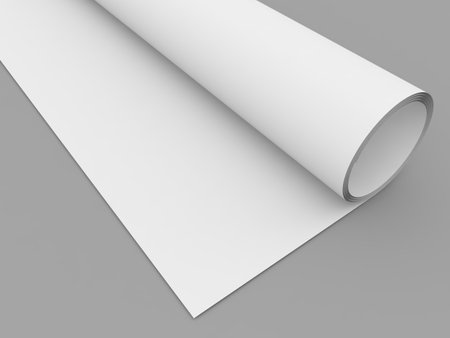 Wallpaper roll mockup on gray background. 3d render illustration.の写真素材