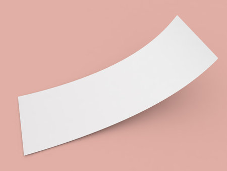 Advertising paper mockup on pink background. 3d render illustration.の写真素材