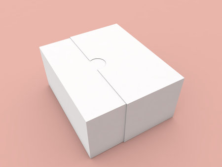 Sliding paper box on a pink background. 3d render illustration.の写真素材
