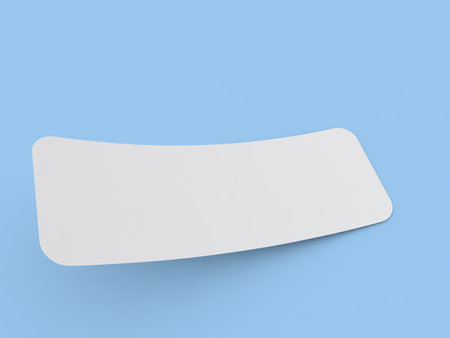 Advertising paper mockup on blue background. 3d render illustration.の写真素材