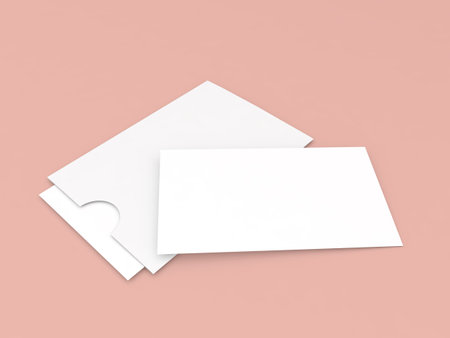Business card blank mockup on orange background. 3d render illustration.の写真素材