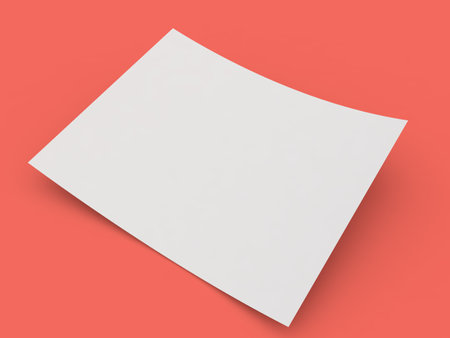 Blank A4 paper template. Curved white paper mockup. 3d render illustration.の写真素材