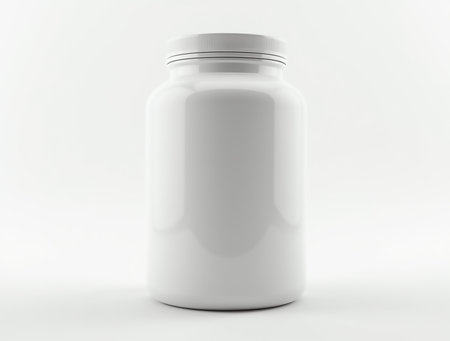 A large white jar stands against a plain background, emphasizing its functional design for a variety of uses, including storage, packaging, and home organization.の素材