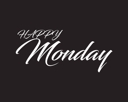 lettering on a black background day of the week, happy monday, card, poster, banner,のイラスト素材