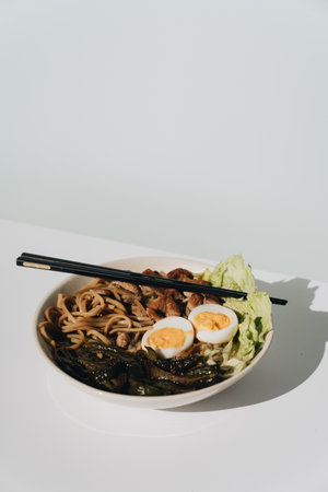 eating, rice, asia, view, beef, cooked, indo-chinese, dark background, sticks, sichuan sauce, capsicum, cup, delicious, top, black background, noodles, indian cuisine, international, cheap.の写真素材