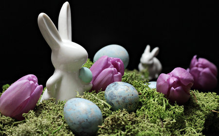 Happy easter sunday. Easter eggs and cards. Events and festivals in April