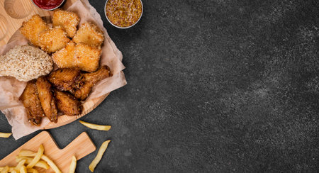 Chicken drums with background .food background .fresh meat
